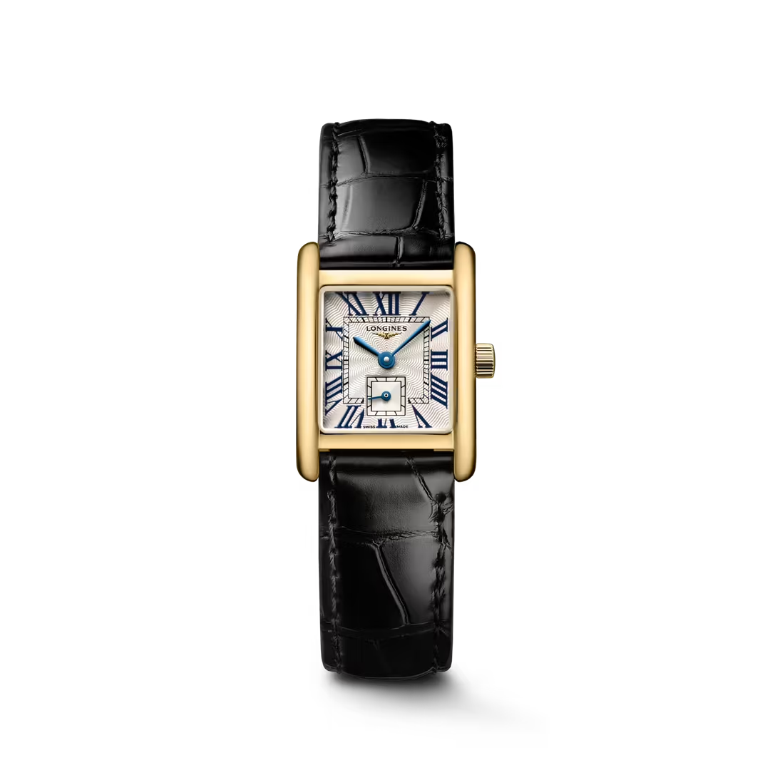 L52006710 | Longines | Mini Dolcevita SQ 29mm 18K Yellow Gold Case, Black Strap; Quartz