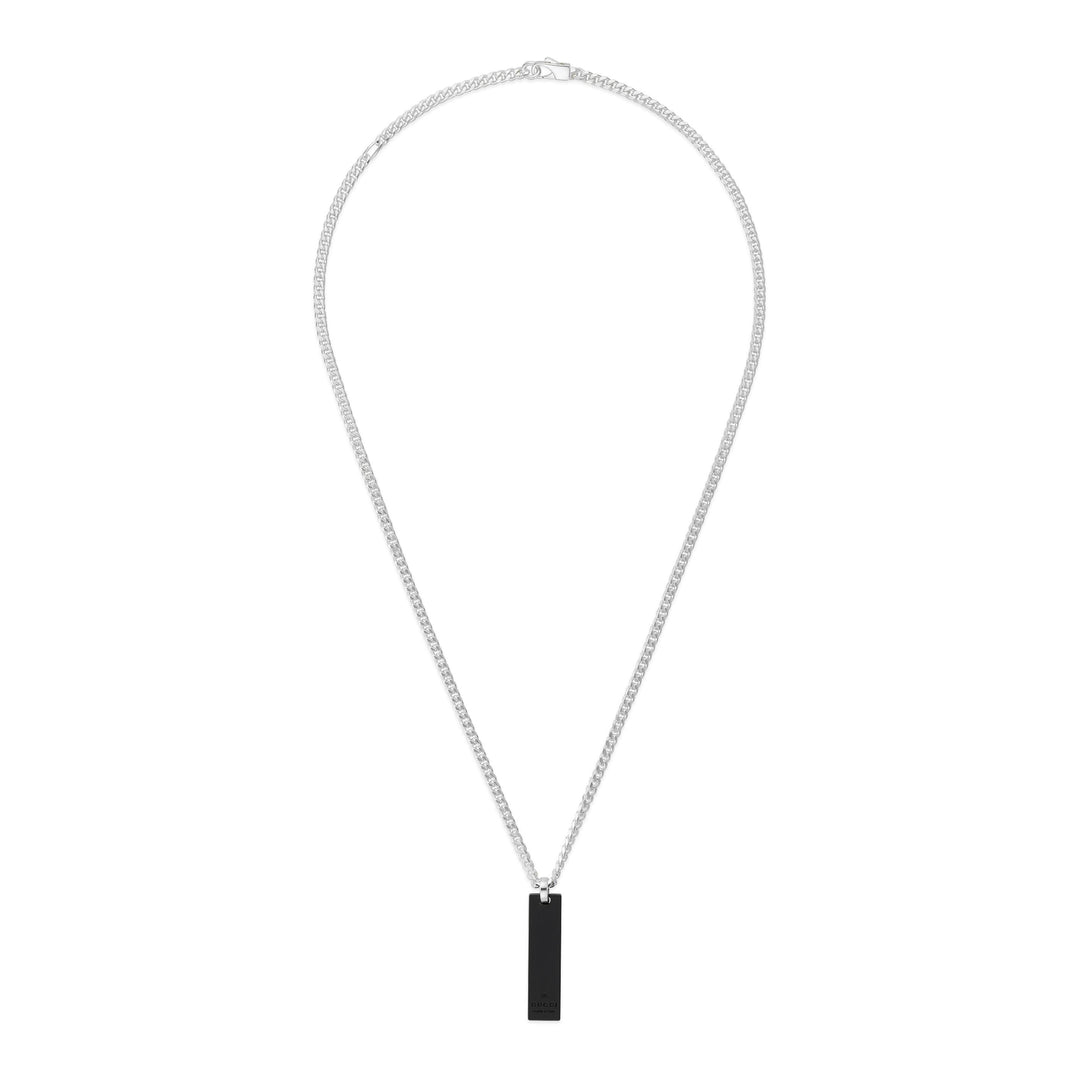 Tag Silver with Black Rubber Necklace