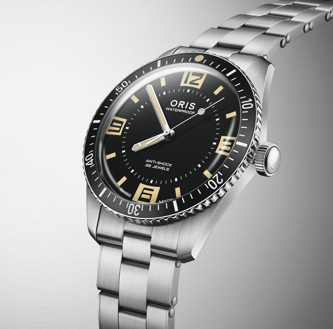 733 7770 4155-07 8 18 05P|ORIS |36.5mm Aquis Date; Steel Watch, Aegean Blue MOP Dial