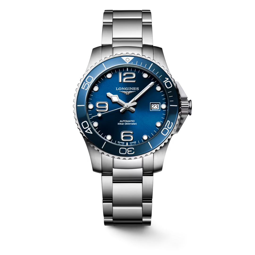 L37804966| Longines | Hydroconquest 39mm Steel Watch, Blue Dial, Blue Ceramic Bezel