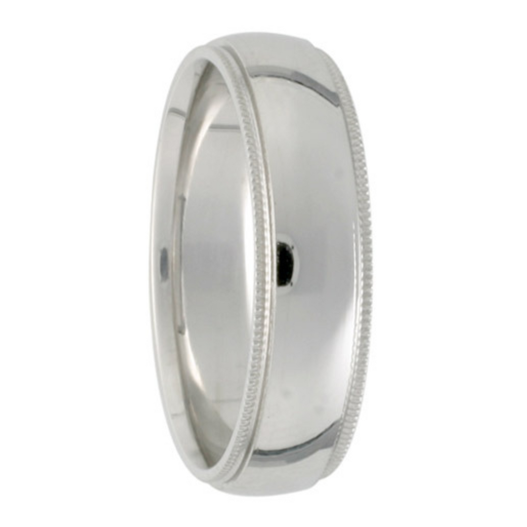 6MM White Gold Milgrain Band Ring