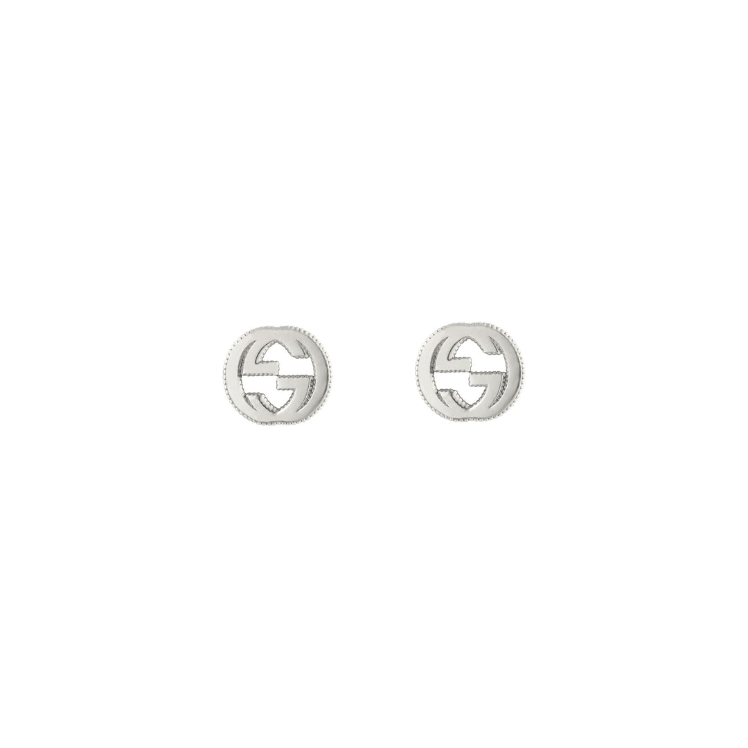 Textured Interlocked G Silver Stud Earrings