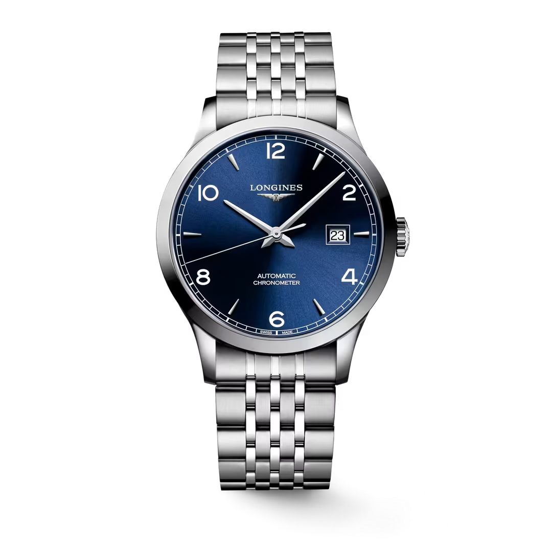 L28214966| Longines | Record 40mm Steel Watch, Blue Dial; Automatic