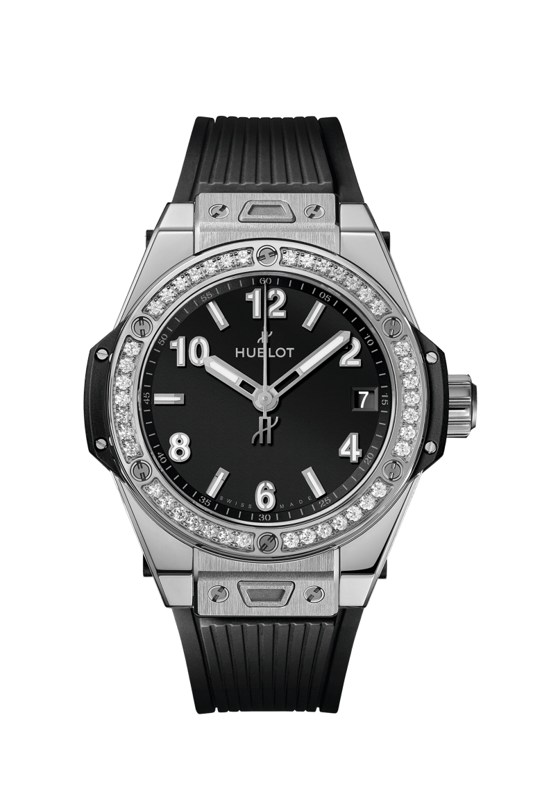 465.SX.1170.RX.1204|HUBLOT |ONE CLICK STEEL DIAMONDS Big Bang 39mm; Steel Case; Diamond Bezel; Black Dial; Black Rubber Strap