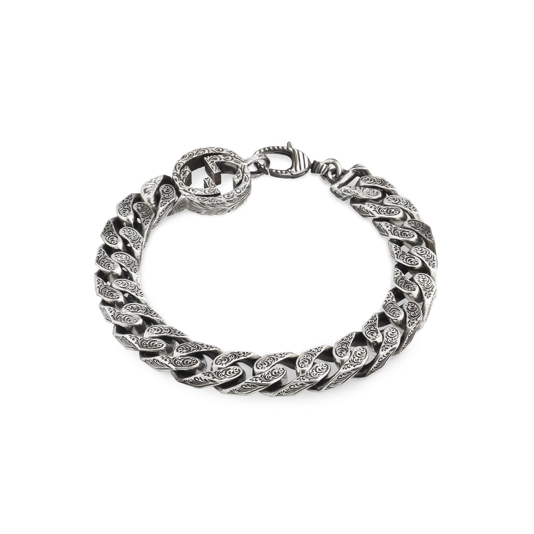 YBA454285001020|GUCCI |INTERLOCKING G |Gourmette w. Paisley Aureco Silver