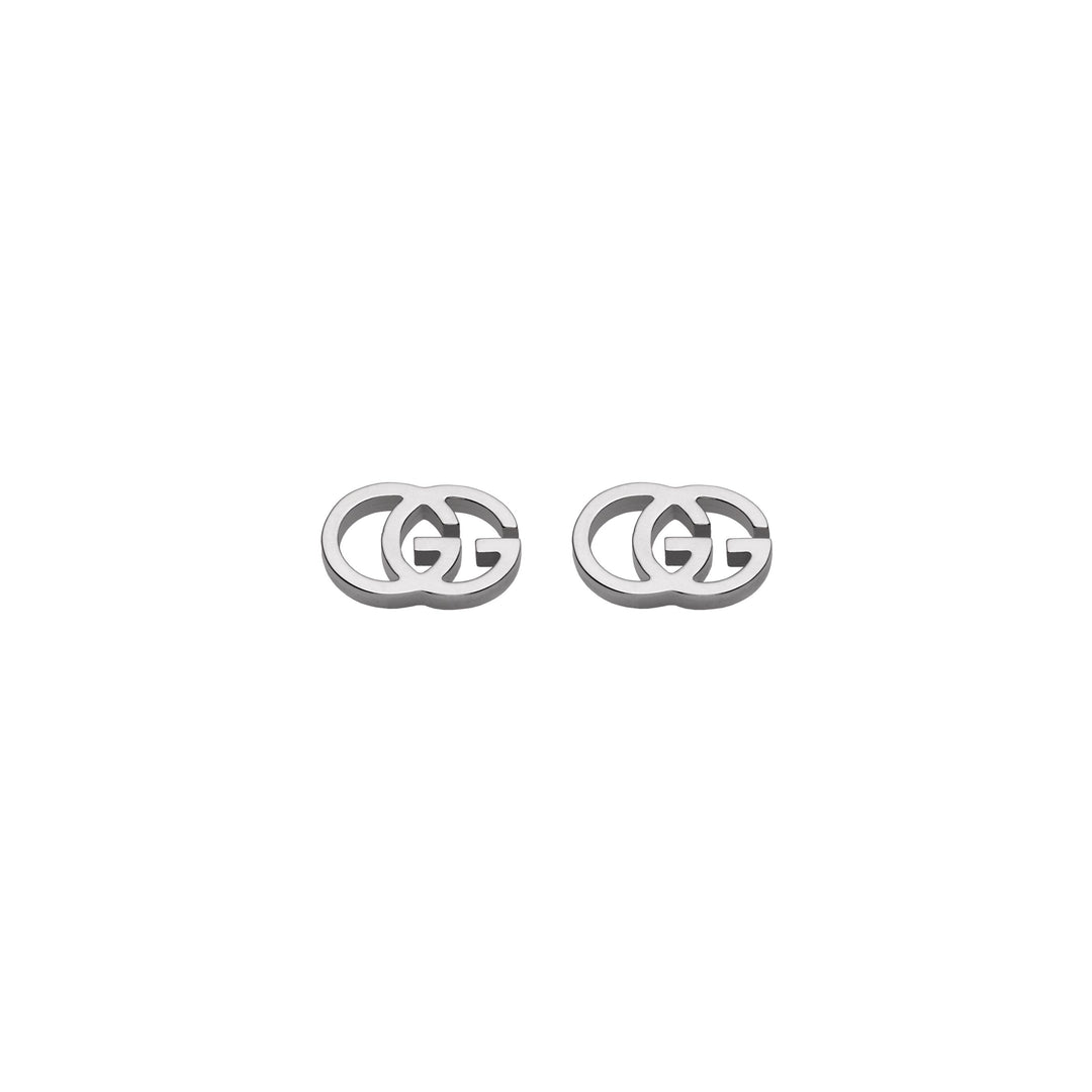 YBD09407400100U|GUCCI |RUNNING G |WHITE Gold 18k GG Logo Stud Earrings