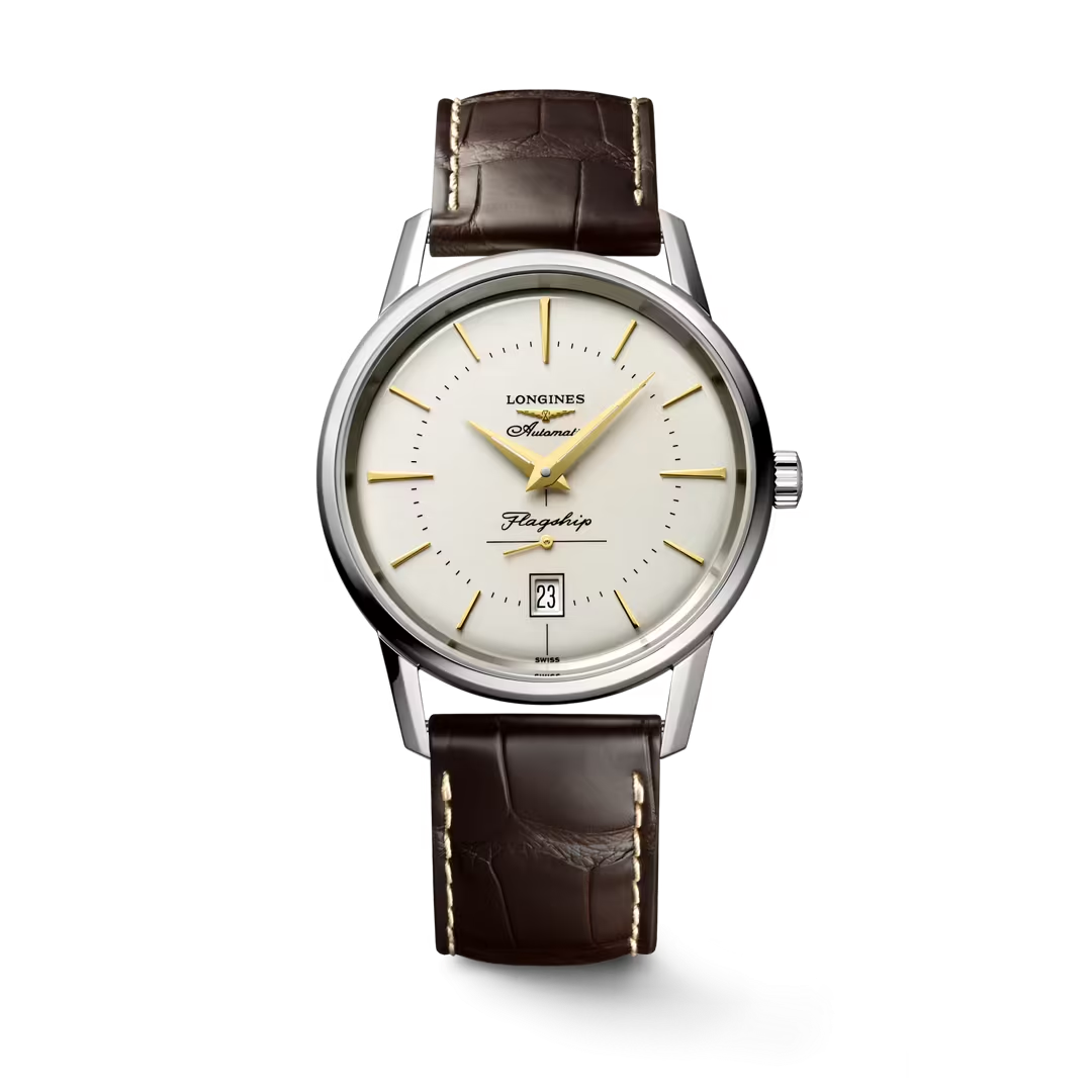 L47954782| Longines | Flagship Heritage 38.5mm Steel Case, Brown Bracelet; Automatic