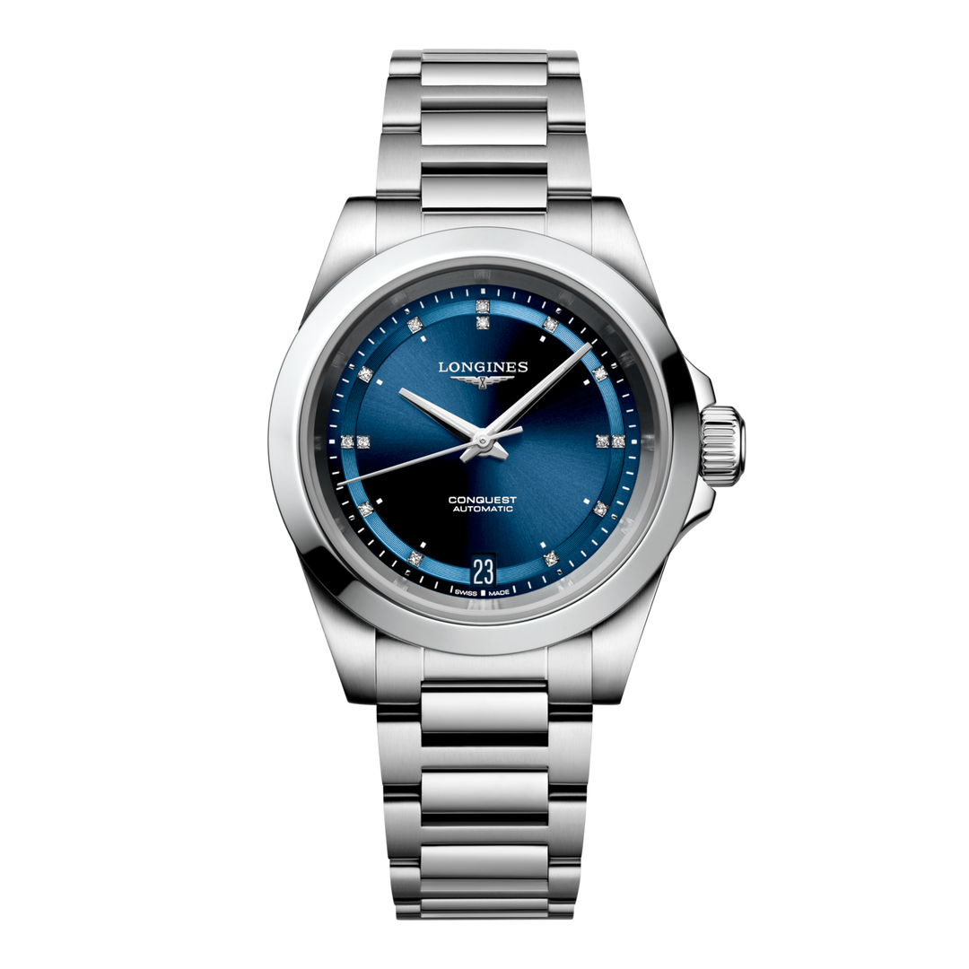 L34304976 | Longines | Conquest 34mm Steel Watch, Blue Diamond Dial; Automatic