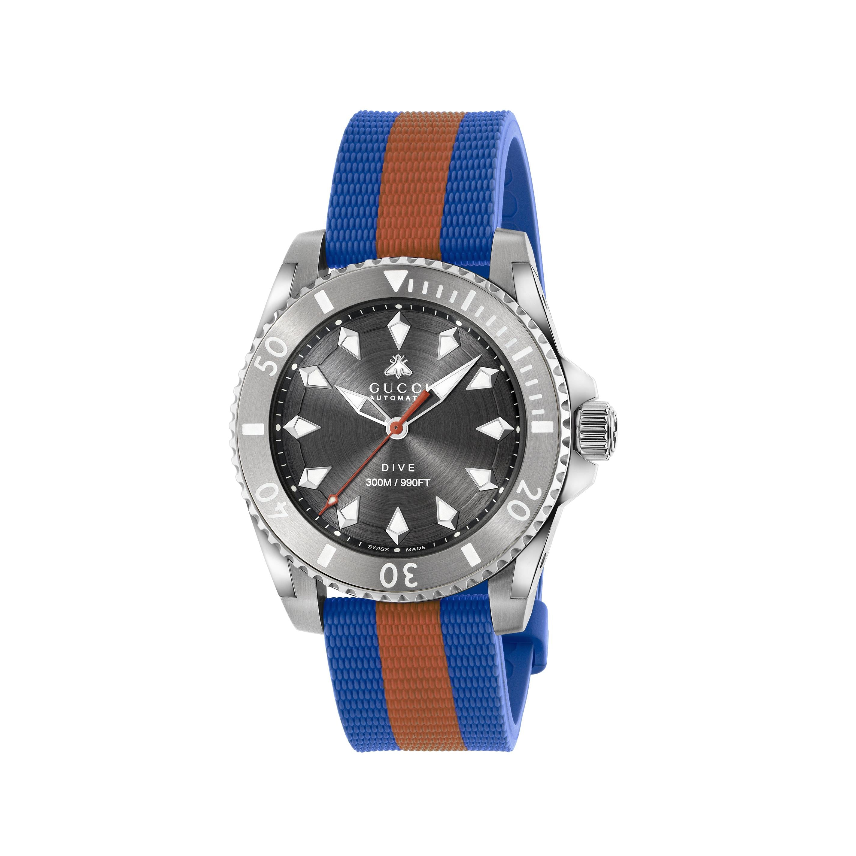 YA136352|GUCCI |DIVE |Large Steel Watch; Anthacite Index Dial