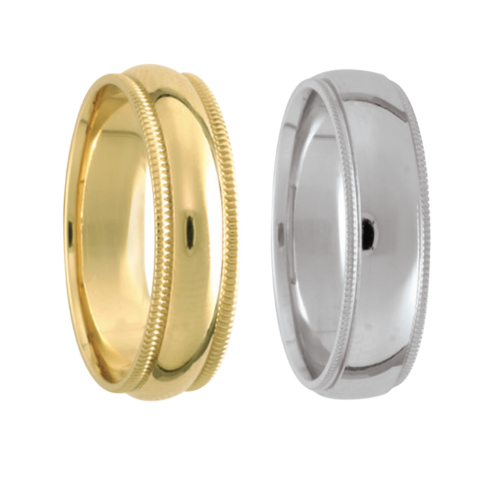 6MM White Gold Milgrain Band Ring