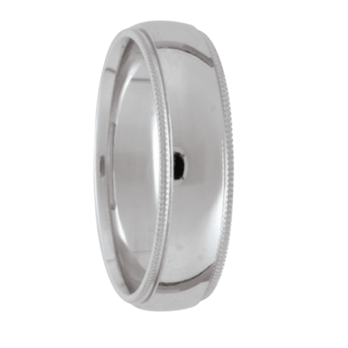 6MM White Gold Milgrain Band Ring