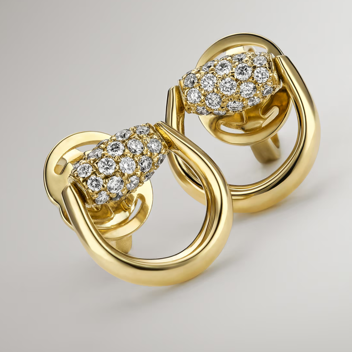 Horsebit Diamond 18k Stud Earrings