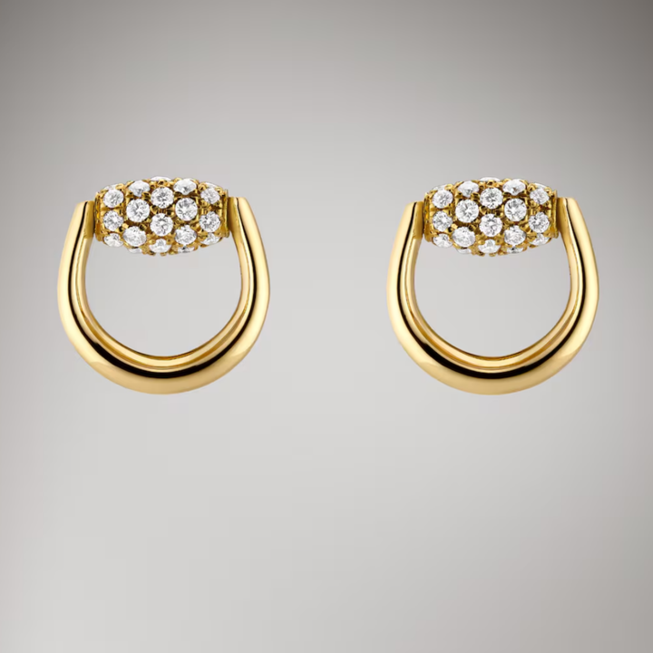 Horsebit Diamond 18k Stud Earrings