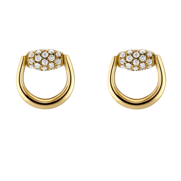 Horsebit Diamond 18k Stud Earrings