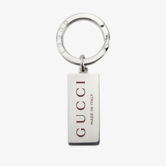 Trademark Sterling Silver Red Enamel Engraved Keyring