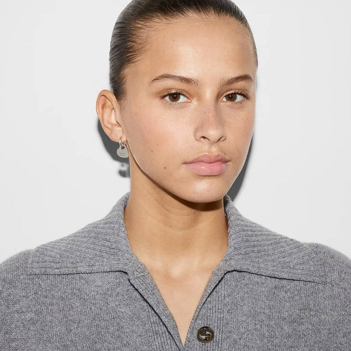 Hoop Earrings with Heart Motif Charms