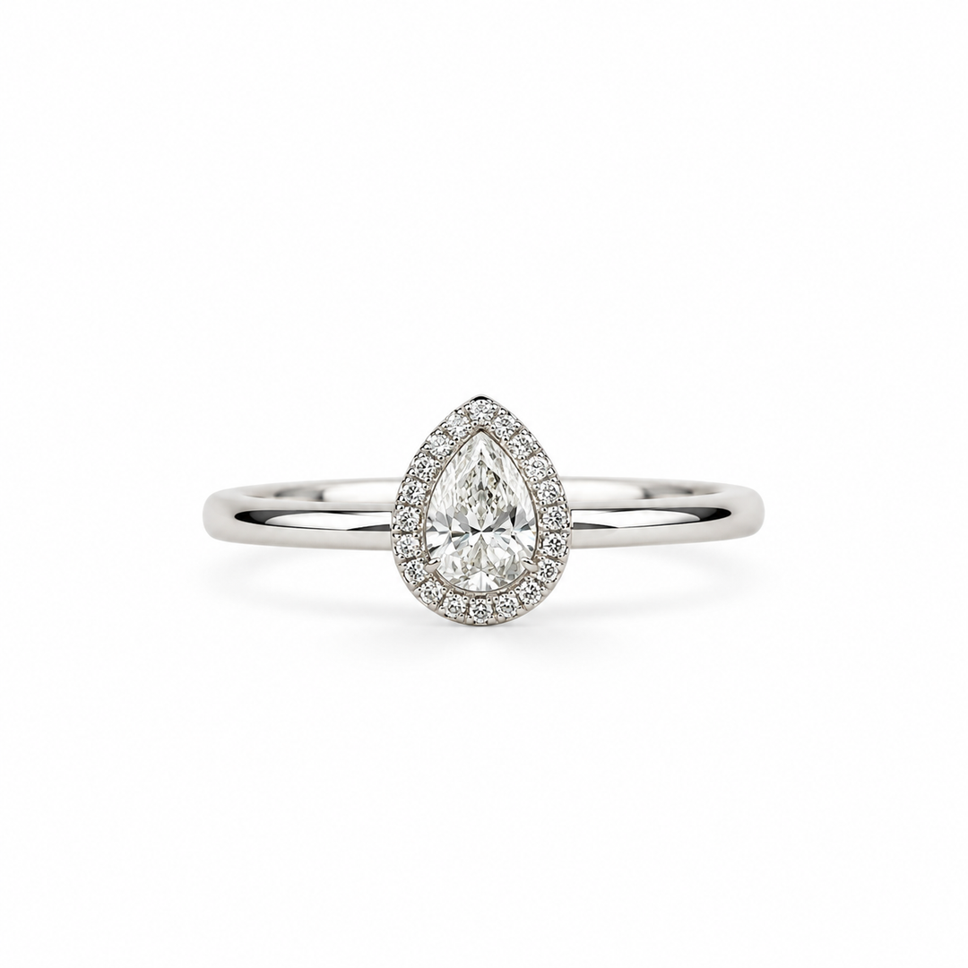 Pear Diamond Halo Ring