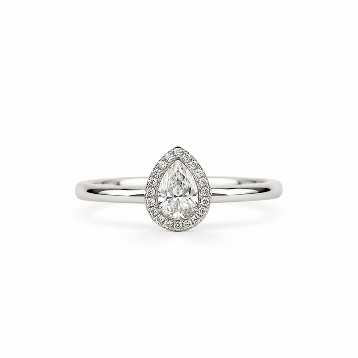 Pear Diamond Halo Ring