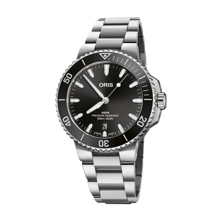 Aquis Date 41.5MM Black Dial Watch