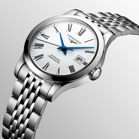 Record Stainless Steel/White Dial 30MM Watch