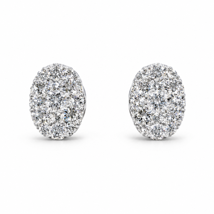 White Gold Oval Diamond Stud Earrings