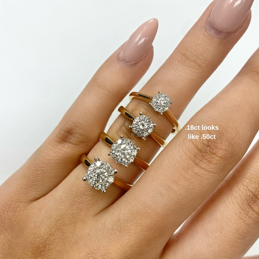 .50ct Diamond Solitaire Illusion Yellow Gold Ring