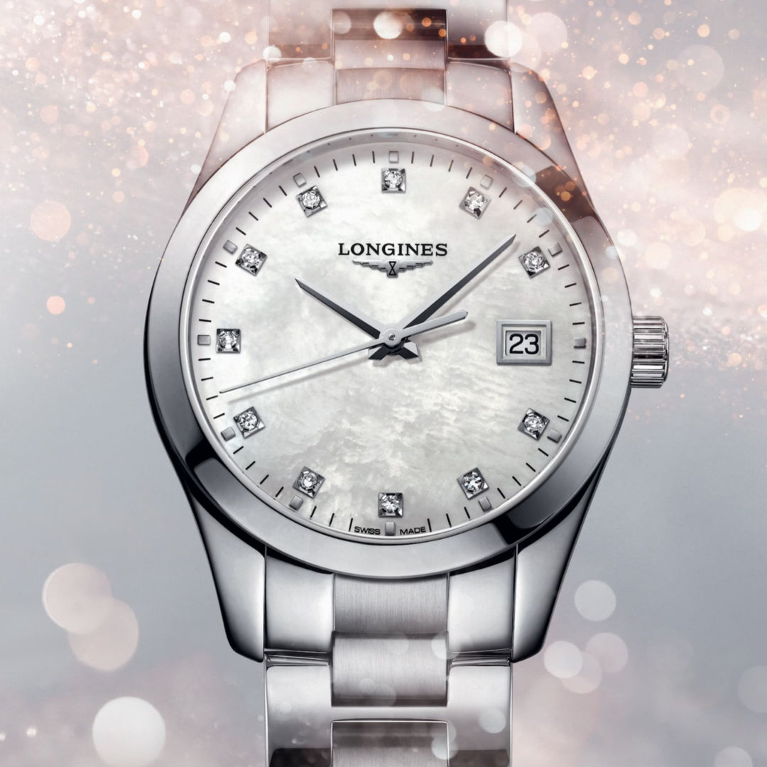 Conquest Classic White Mother of Pearl Dial 34MM Watch