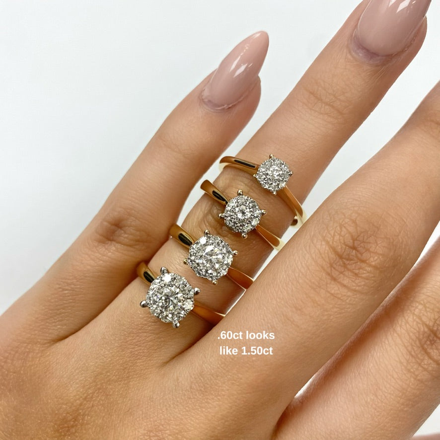 1.50ct Diamond Solitaire Illusion Yellow Gold Ring