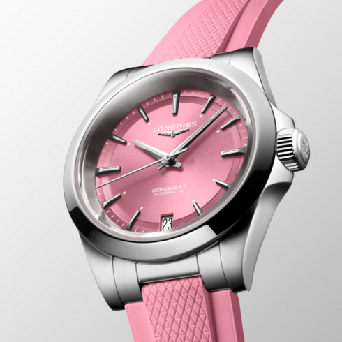Conquest Pink Rubber Strap 34MM Watch