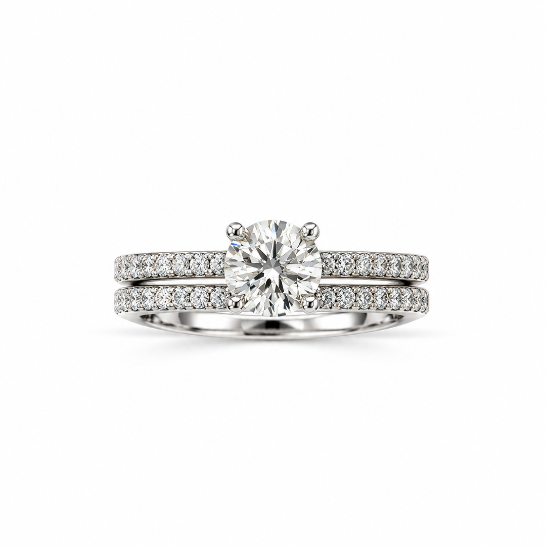 Diamond Ring 18K White Gold with Diamond Band