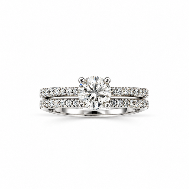 Diamond Ring 18K White Gold with Diamond Band