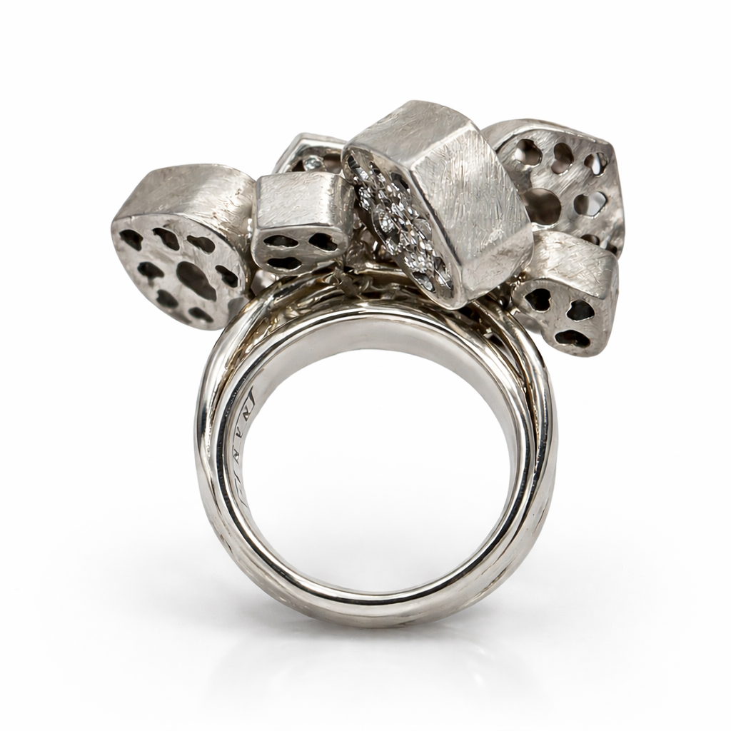 Heart and Stones Silver Ring