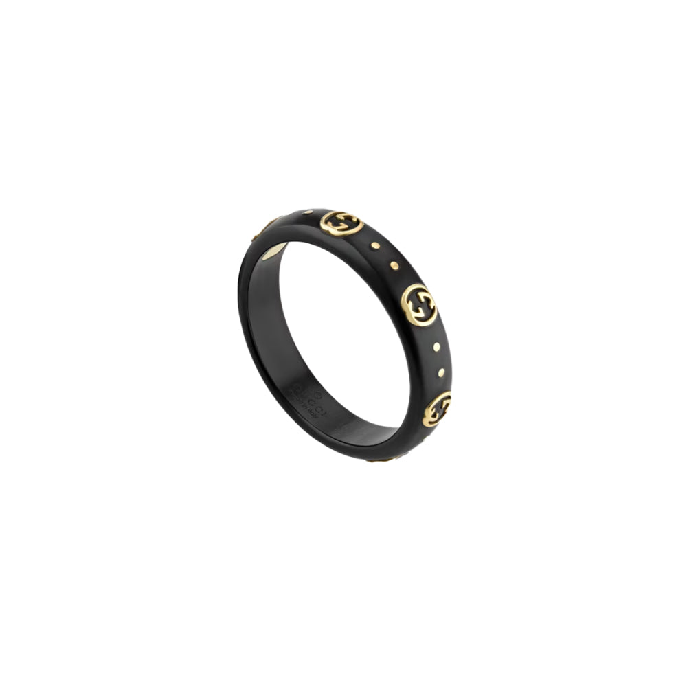 Gucci Icon Black Synthetic Corundum Ring