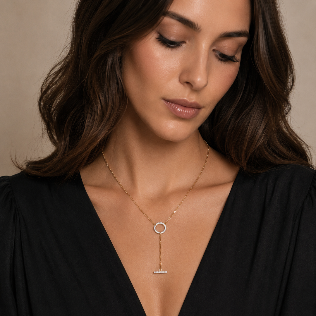 Lariat Paperclip Diamond Necklace