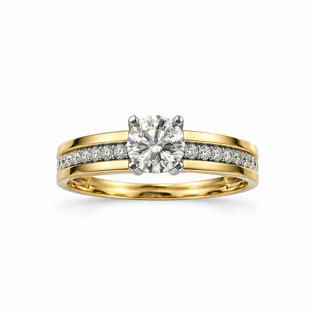 Diamond Ring with White and Rose Gold Band
