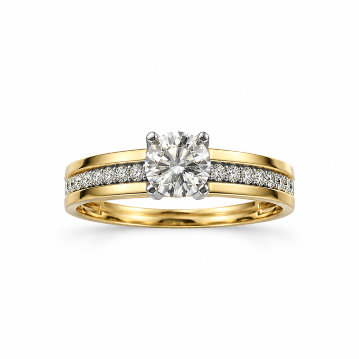 Diamond Ring with White and Rose Gold Band