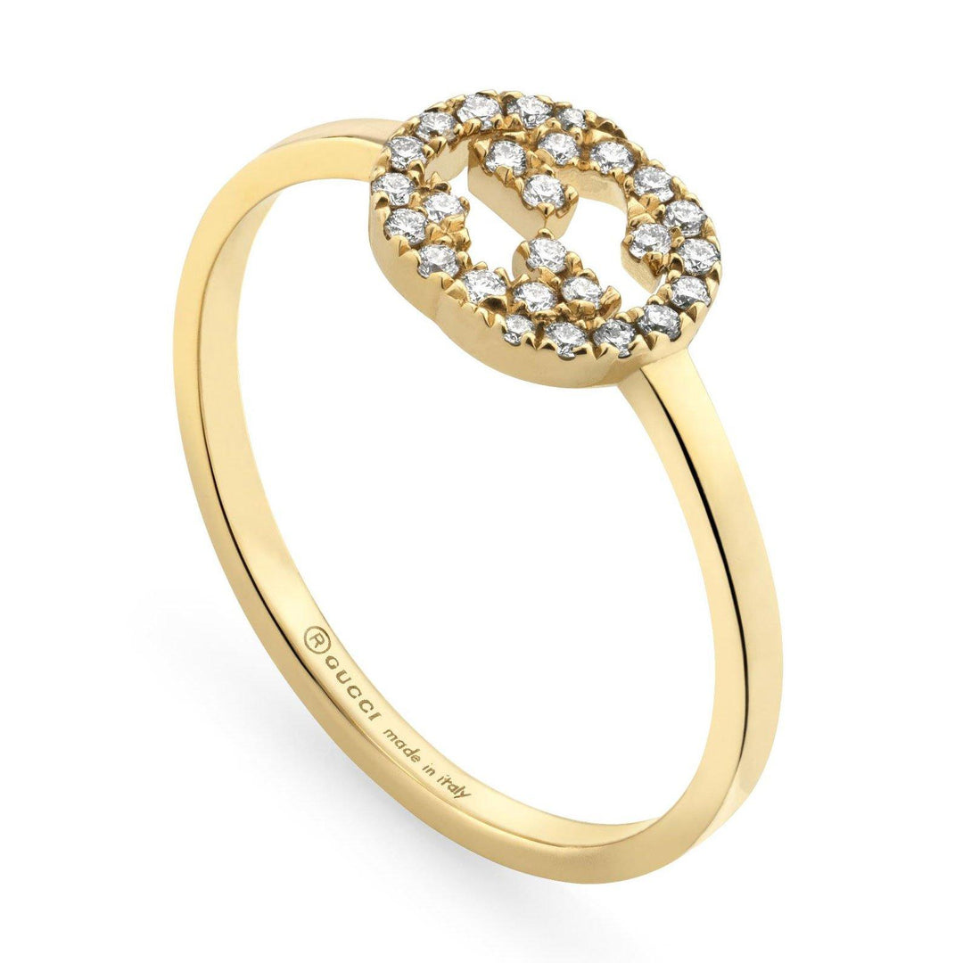 Interlocking G Yellow Gold with Diamonds Ring