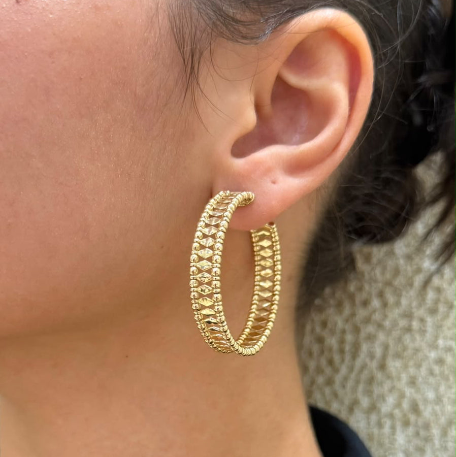 14K Yellow Gold Bujukan Classic Hoop Earrings in 40mm