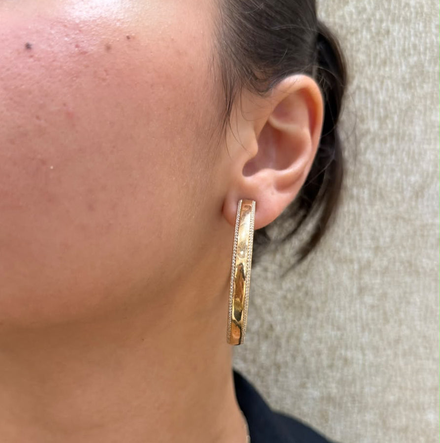 Diamond Border 55MM Hoop Earrings