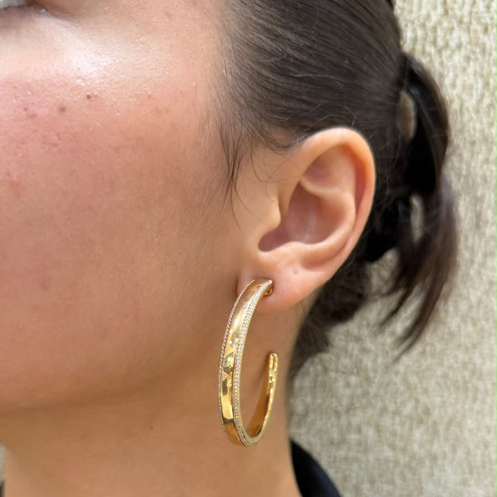 Diamond Border 55MM Hoop Earrings