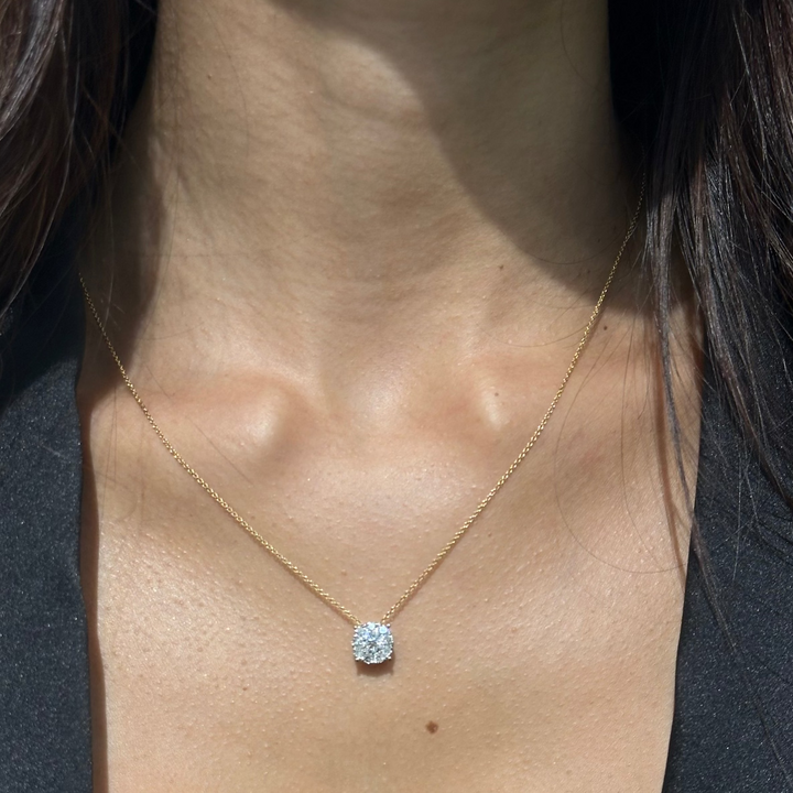 1.50ct Diamond Solitaire Illusion Rose Gold Necklace