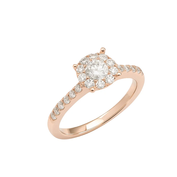 1.0ct Diamond illusion Shank Rose Gold Ring