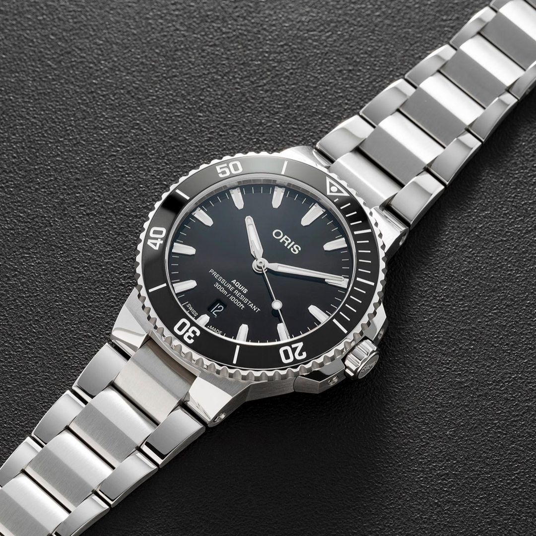 Aquis Date 41.5MM Black Dial Watch