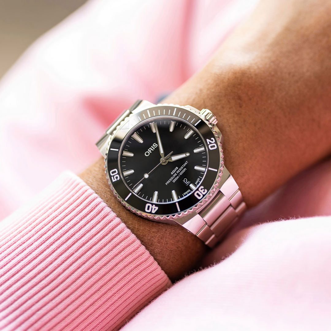 Aquis Date 41.5MM Black Dial Watch