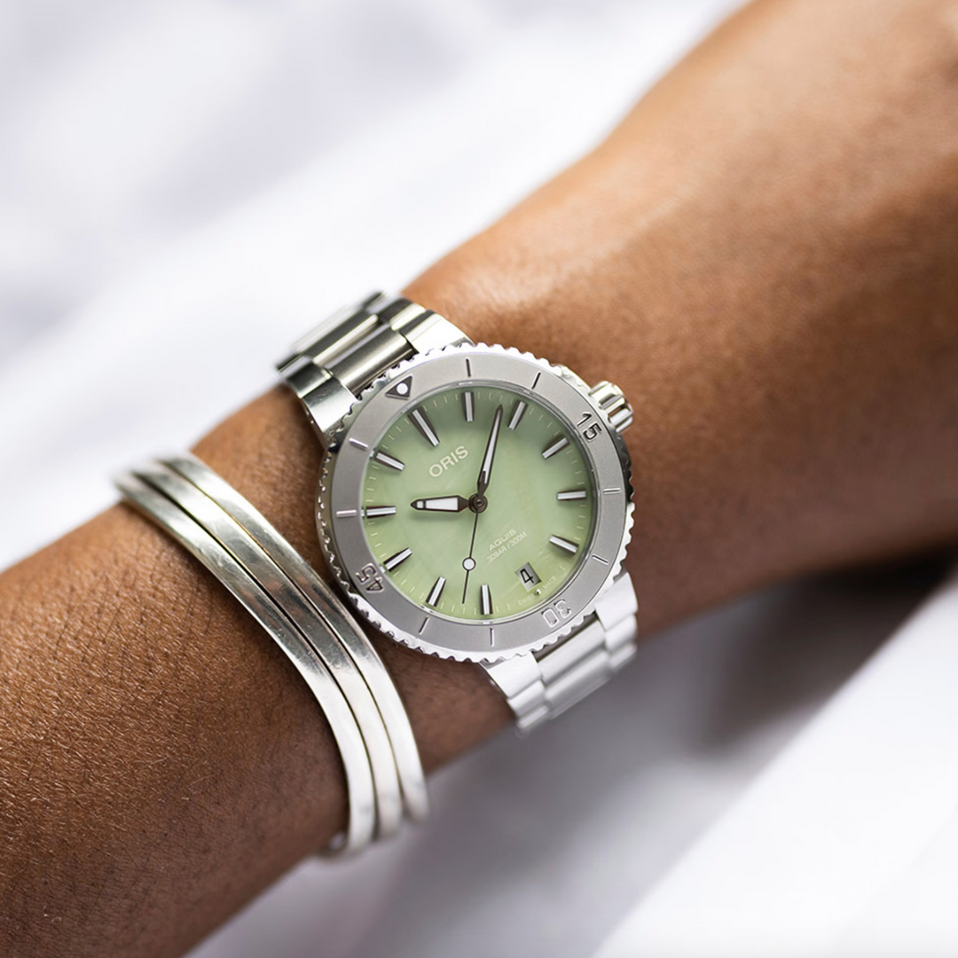 Aquis Date Seafoam Green MOP Dial 36.5mm Watch