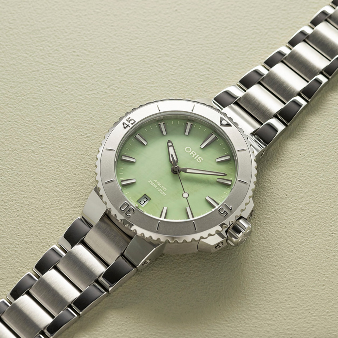 Aquis Date Seafoam Green MOP Dial 36.5mm Watch