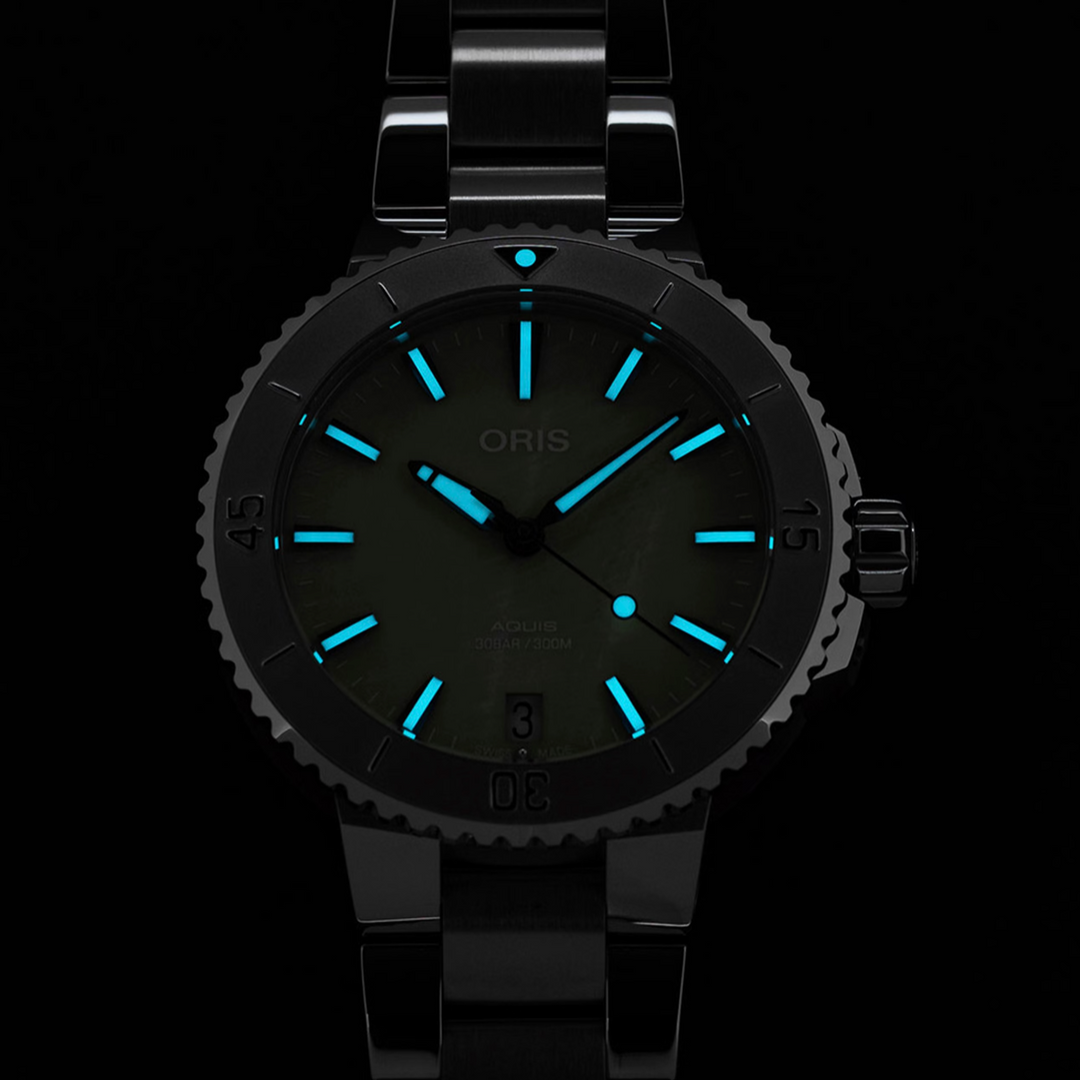 Aquis Date Seafoam Green MOP Dial 36.5mm Watch