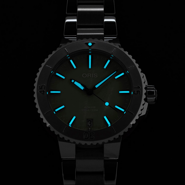 Aquis Date Seafoam Green MOP Dial 36.5mm Watch