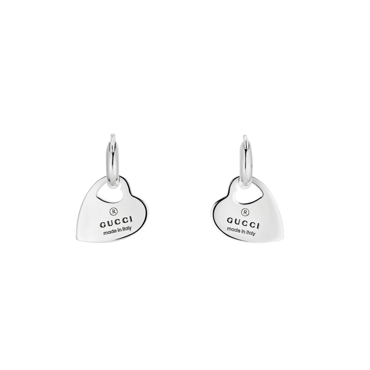 Hoop Earrings with Heart Motif Charms