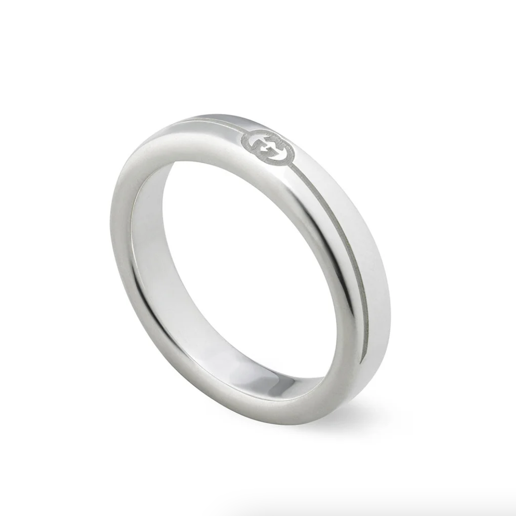 Diagonal Tag Ring 4mm Silver